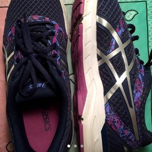 Asics purple and black sneakers